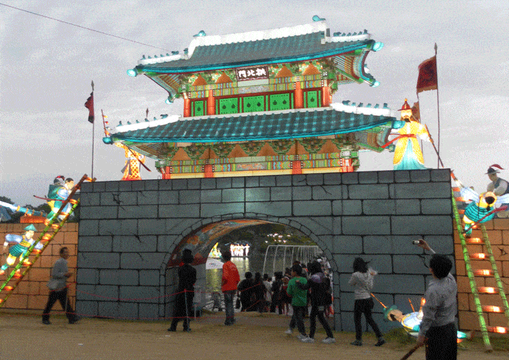City wall gate at the Jinju Lantern Festival in Jinju, South Korea