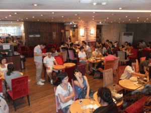 The interior of Namu Gunul, the Dr. Fish Cafe.