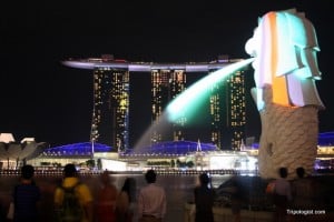 The Merlion and Marina Bay Sands - Two of Singapore's most iconic sites.