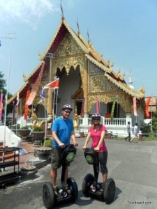 My wife and I outside of Wat Prha Singh.