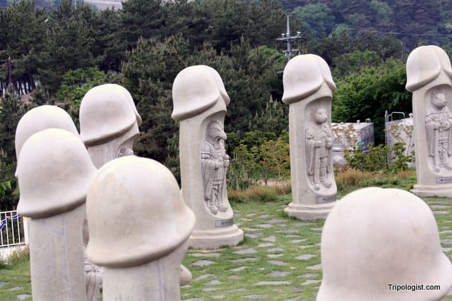A group of zodiac-carved penises at Haesindong Penis Park near Samcheok, South Korea.