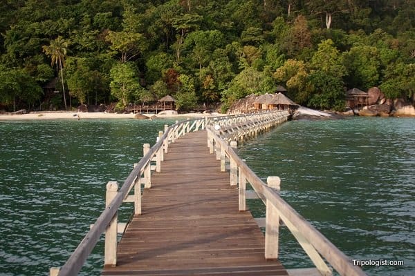 Bagus Place on Tioman Island as viewed from the resort's pier.