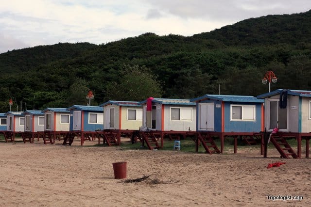 Beach front huts on Muuido Island in South Korea are basic, but inexpensive.