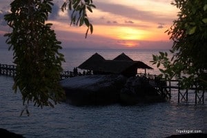 Sunset over the bar at Bagus Place, a magical time.