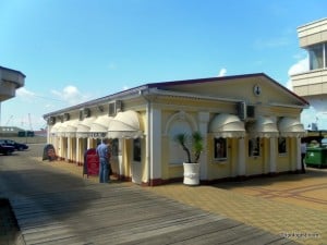 The ferry ticket office at the port of Sochi, Russia.