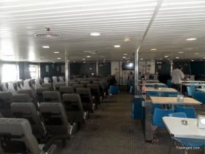 The inside of the slow ferry that runs between Sochi, Russia, and Trabzon, Turkey.