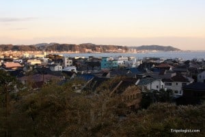 The town of Kamakura, Japan as seen from Hasedera Temple.