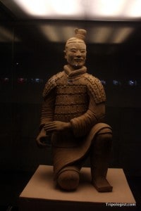 One of the Terracotta Warriors on display for closer inspection.