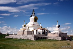 One of the many pagodas that dot Erdene Zuu Monastery in Mongolia.