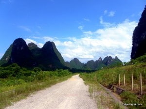 Riding along the shadeless dirt road, we were lost again. At least the view was spectacular.