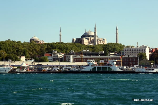 Taking a Bosporus River Cruise for 90% off in Istanbul, Turkey.