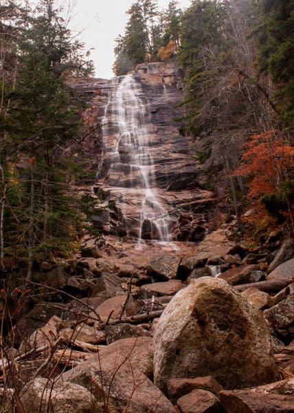 Arethusa Falls is the tallest year-round waterfall in New Hampshire.